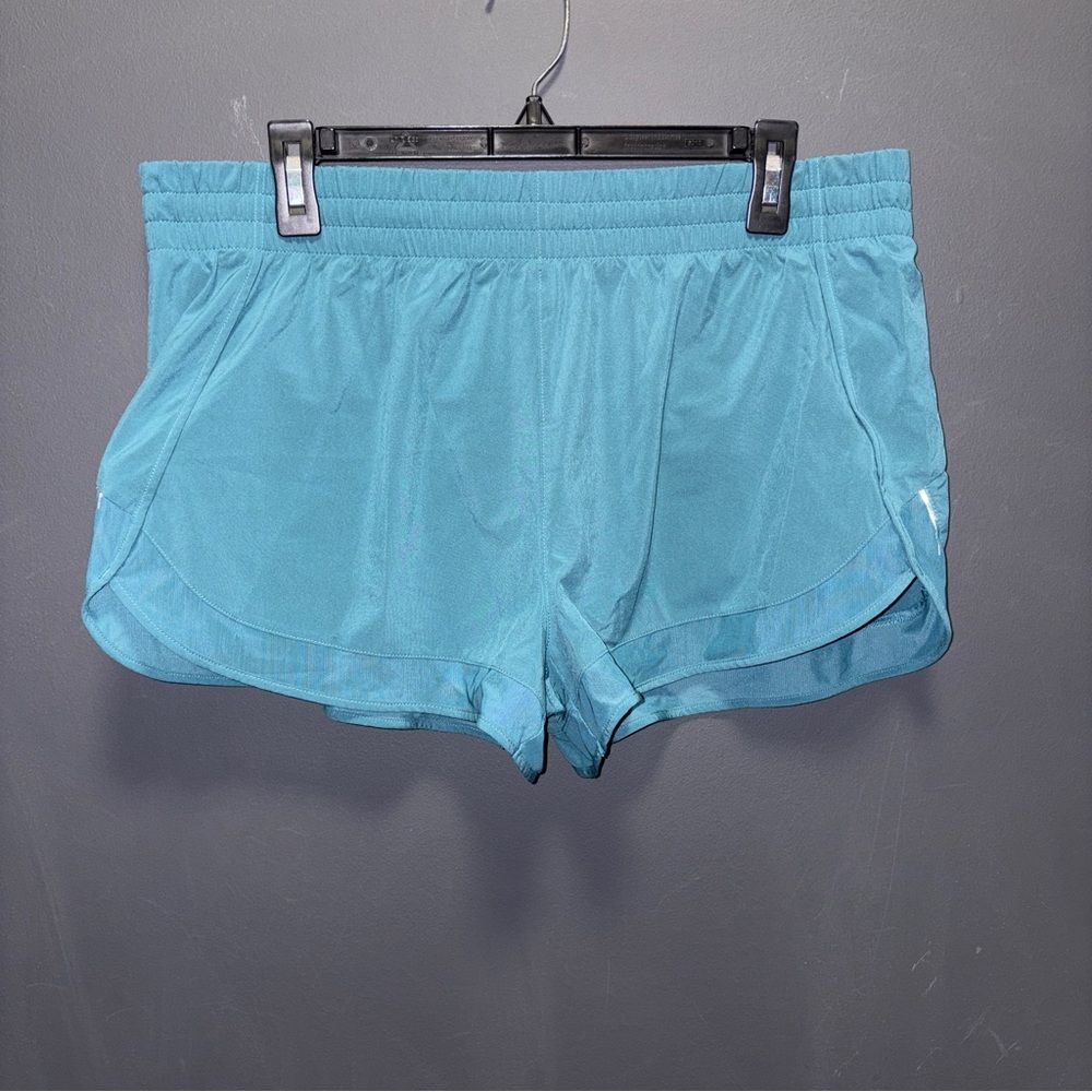 Athleta Mesh Racer Run 2.5” Shorts Womens Large Teal